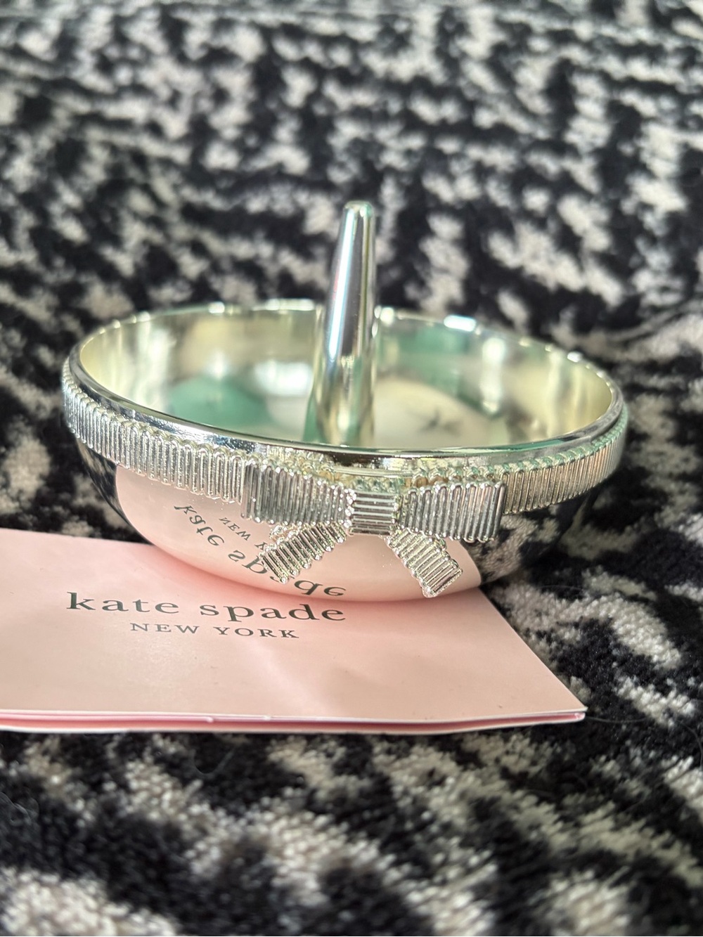 kate spade silver bow trinket dish